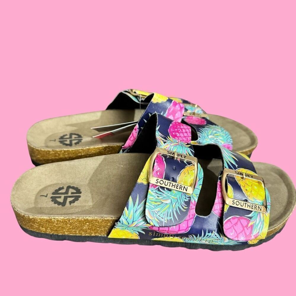 Simply Southern Double Strap Leather Sandals / SZ: 7 / NWT